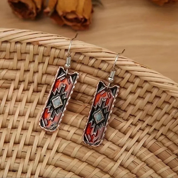 Aztec Print Earrings - Picture 7 of 7